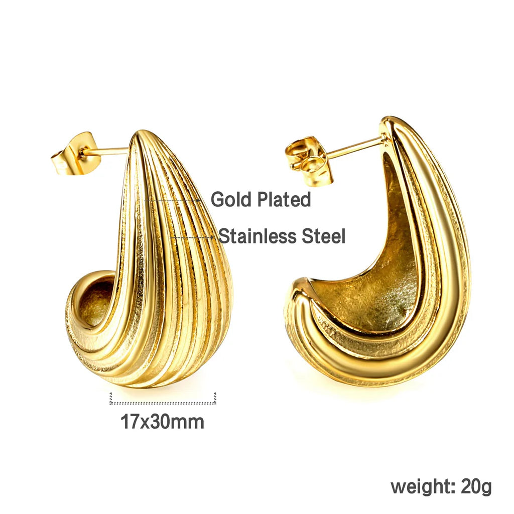 Carved Stud Gold Earring