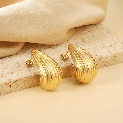 Carved Stud Gold Earring