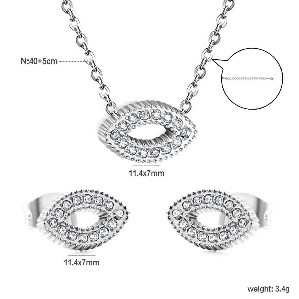 Studded Evil eye Necklace Earring Set