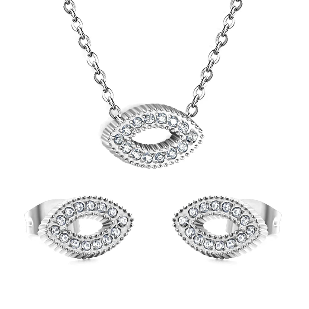 Studded Evil eye Necklace Earring Set