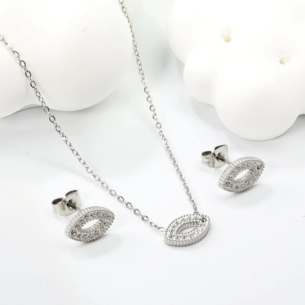 Studded Evil eye Necklace Earring Set