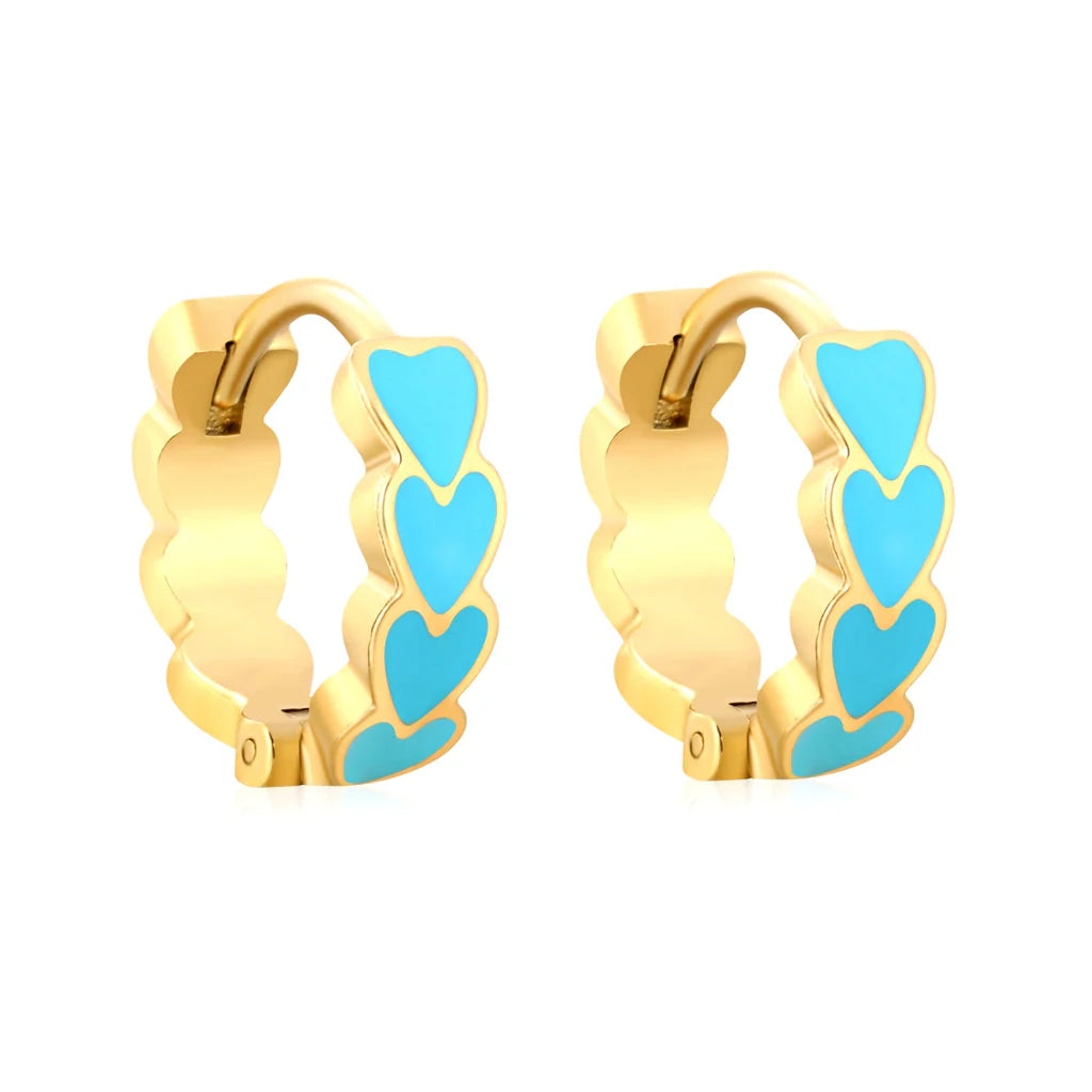 Blue Heart Hoops Earring