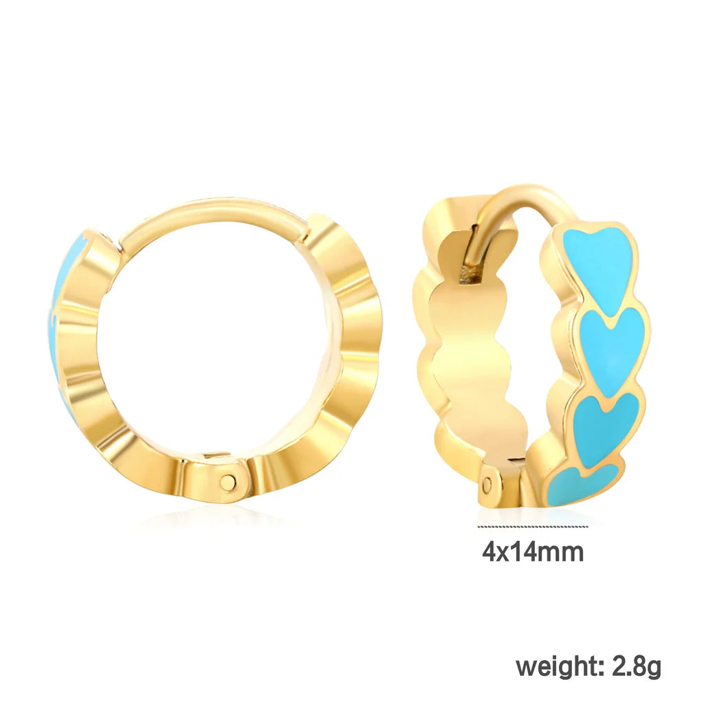 Blue Heart Hoops Earring