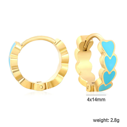 Blue Heart Hoops Earring