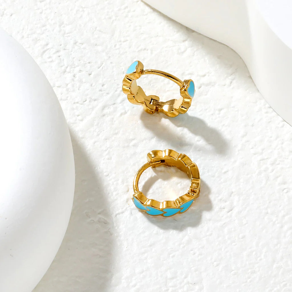 Blue Heart Hoops Earring